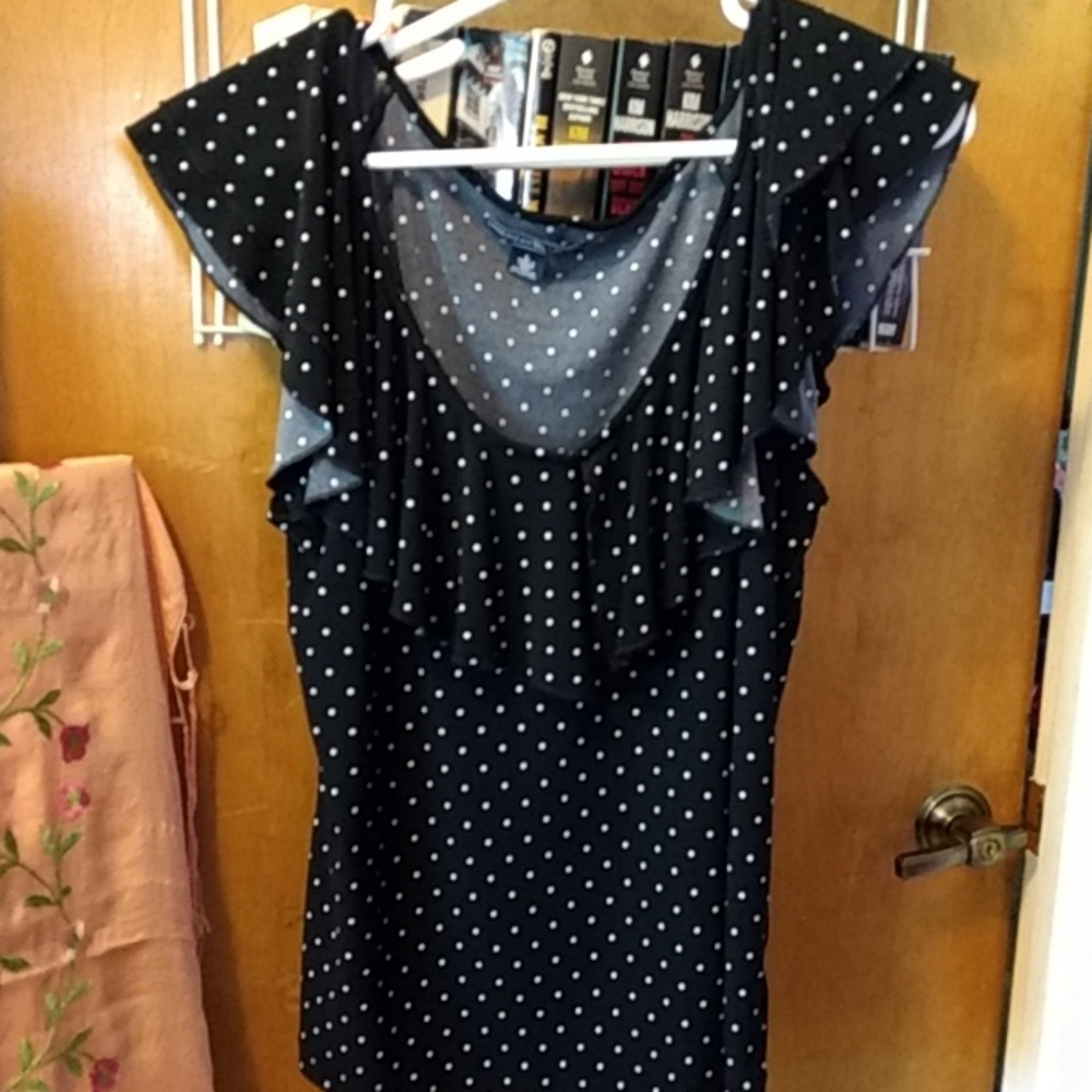 Ruffled polka-dot top